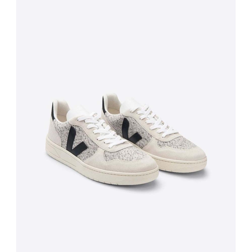 Veja V-10 FLANNEL Joggesko Dame White/Black | NO 643ZUT